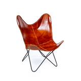 Pure buffalo Leather and Iron Butterfly Chair - Casa Suarez