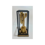 Cactus Aluminium & Wooden Base Table Decor | Sculptural Accent