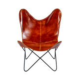 Pure buffalo Leather and Iron Butterfly Chair - Casa Suarez
