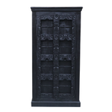 Hand-Carved Black Mango Wood Cabinet | Antique Indian Style