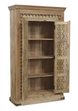 Hand-Carved Whitewashed Mango Wood Wardrobe