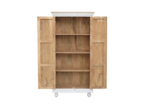 Hand-Carved Whitewashed Mango Wood Wardrobe | Two-Door Artisan Storage