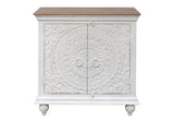 Casa Hand-Carved 2-Door Solid Mango Wood Sideboard – Distressed White