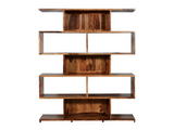 Enzo Solid Sheesham Wood Library Bookcase | Brown Finish