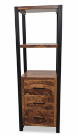Loft 71" Solid Sheesham Wood Bookcase with Drawer