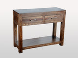 ZEN Solid Wood Console Table with 2 Drawers | Handcrafted Sheesham Wood Entryway Console