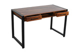 Loft Solid Rosewood Office Desk | Industrial Writing Desk with Storage Drawers