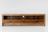 Zen 71" Solid Sheesham Wood TV Stand with 3 Drawers