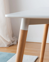 White Top Dining Table | Solid Wood Legs | Modern Minimalist