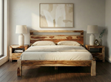Zen Solid Sheesham Wood Platform Bed | Natural Finish