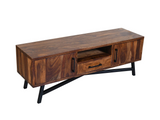 Loft Solid Rosewood TV Stand | Modern Media Console with Steel Base