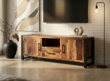 Loft 57" Solid Sheesham Wood TV Stand with Metal Frame