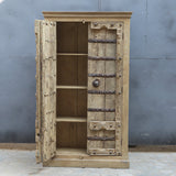 Hand-Carved Rustic Solid Wood Wardrobe | Antique Indian Armoire