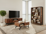 Loft Solid Rosewood TV Stand | Modern Media Console with Steel Base