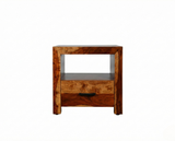 Zen Brown Sheesham Wood Bedside Table Set (2-Piece)