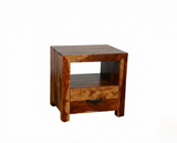 Zen Solid Sheesham Wood Bedside Table with Drawer
