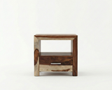 Zen Natural Sheesham Wood Bedside Table with Drawer