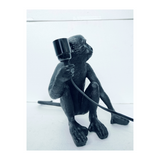 Modern aluminum monkey sculptural floor lamp for hotels, Airbnb properties, furnished apartments, offices, and contemporary luxury interiors.