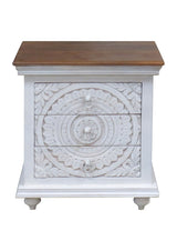 Casa solid mango wood nightstand with three storage drawers