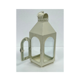 Clear iron and glass hanging lantern for candles or decorative displays in hotels, Airbnb properties, furnished apartments, and contemporary interiors.