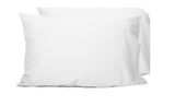 White waterproof pillow protector measuring 49 × 80 cm with zippered closure for hotels, Airbnb properties, furnished apartments, and luxury bedrooms.