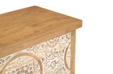 Hand-carved floral front detail on the Goa storage chest