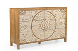 Goa hand-carved mango wood six-drawer dresser front view