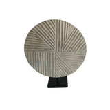 Hand-carved solid wood sculpture on a black marble base for hotels, Airbnb properties, furnished apartments, offices, shelves, and contemporary interiors.
