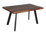 Loft Dining Table crafted from solid Indian Rosewood, featuring a rectangular live-edge tabletop, sturdy black steel legs, and a rich warm brown finish.