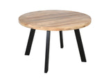 Retro 48-inch round mango wood dining table with black metal base