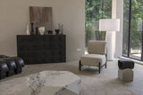 Sillón de madera de caucho | Sillón auxiliar moderno negro