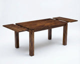 Solid Sheesham wood extendable dining table with natural brown finish