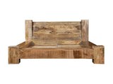 Straight front view of the Sumara natural mango wood bed