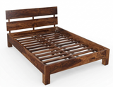 Zen Naya rosewood bed frame side view with solid wood headboard