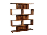 ZEN Solid Sheesham Wood Library Bookcase featuring five open shelves, spacious storage compartments, and a rich brown finish.