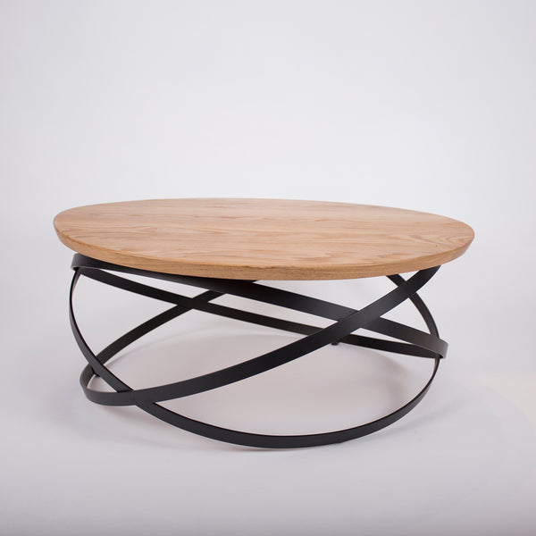 Compass Coffee Table Acacia & Black Matt Steel | 90x90x38 cm