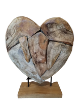 Heart on Stand, Teak Root (Double Side) | 3 Sizes Available