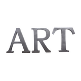 Silver-grey iron ART wall letters with a dimensional metal design for hotels, Airbnb properties, furnished apartments, offices, galleries, and contemporary interiors.