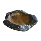 Handcrafted teak root bowl with a food-safe acrylic finish available in three sizes for hotels, Airbnb properties, furnished apartments, dining tables, and contemporary interiors.