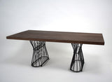Solid acacia wood coffee table with a walnut finish and matte black steel frame for hotels, Airbnb properties, furnished apartments, living rooms, and contemporary industrial interiors.