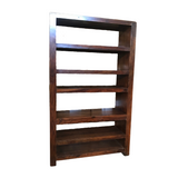 Large solid wood 5-tier bookshelf with open storage shelves for hotels, Airbnb properties, furnished apartments, offices, libraries, and contemporary interiors.