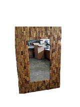 Large wall mirror with a handcrafted solid teak root frame for hotels, Airbnb properties, furnished apartments, entryways, bedrooms, and contemporary interiors.