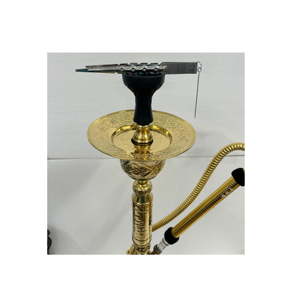 Iron, Ceramic, glass and wood Hookah color gold