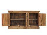 Antique Hand-Carved 3-Door Mango Wood Sideboard | Natural Honey Finish