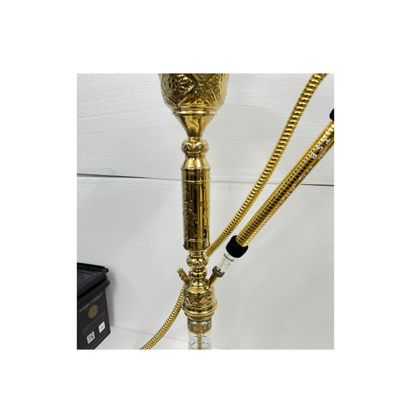 Iron, Ceramic, glass and wood Hookah color gold