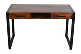 Loft Solid Rosewood Office Desk | Industrial Writing Desk with Storage Drawers