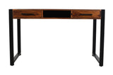 Loft Executive Desk with Drawers | Solid Sheesham Wood & Steel Frame