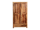 Zen Solid Sheesham Wood 2-Door Wardrobe with Drawer | Brown Finish