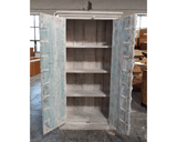 Hand-Carved Whitewashed Solid Wood Wardrobe
