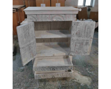 Antique Hand-Carved Reclaimed Wood 2-Door Cabinet | Distressed Light Finish